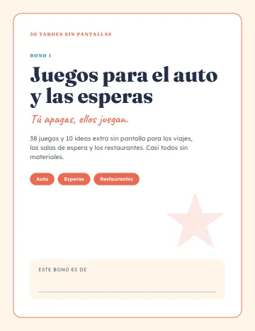 Tapa del bono Juegos para el auto y las esperas