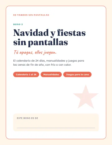 Tapa del bono Navidad y fiestas sin pantallas