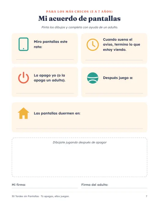 Página para imprimir: Mi acuerdo de pantallas